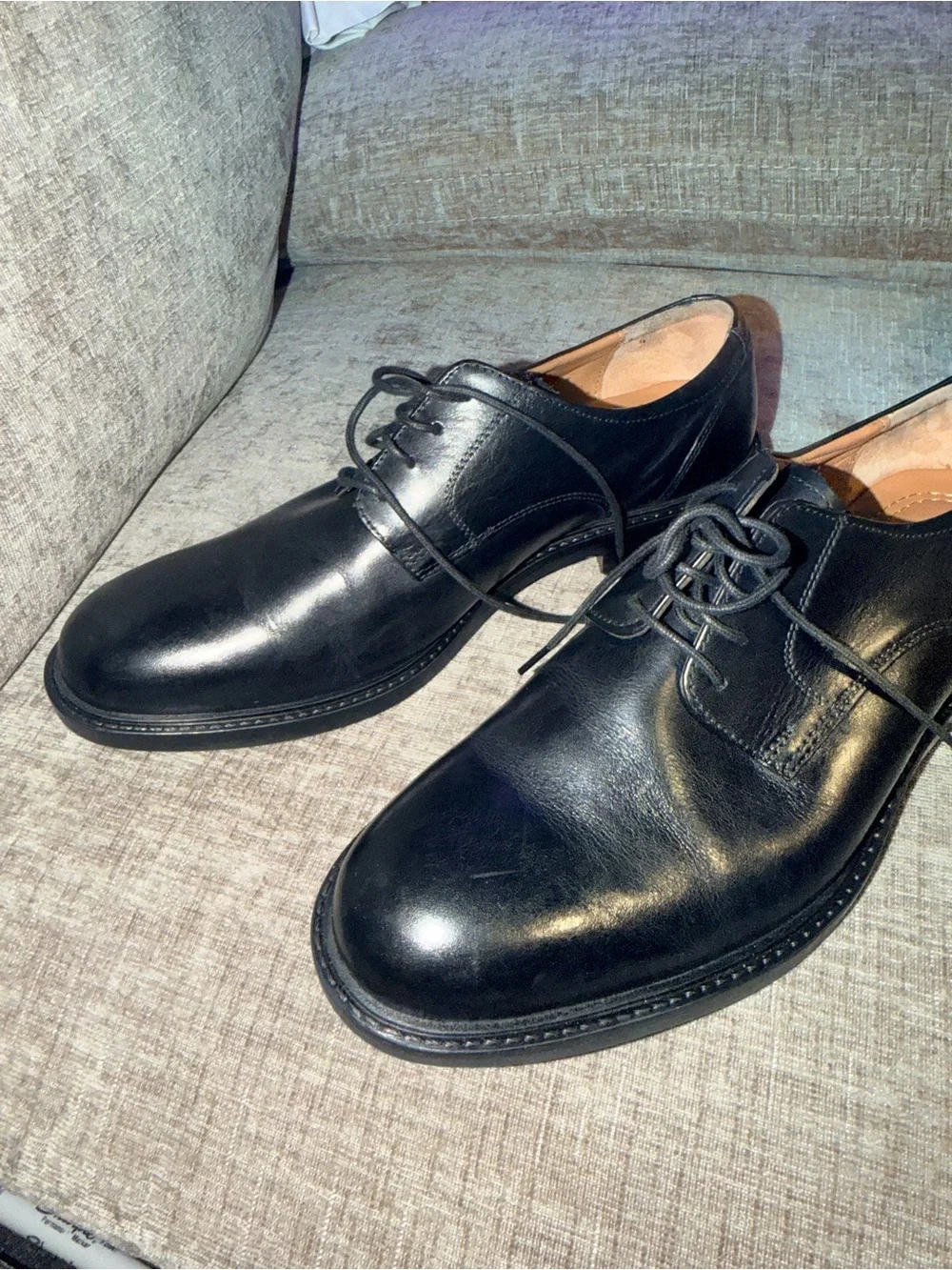 Johnston & Murphy Men’s Black Leather Plain Toe Derby Dress Shoes Size 10.5 M